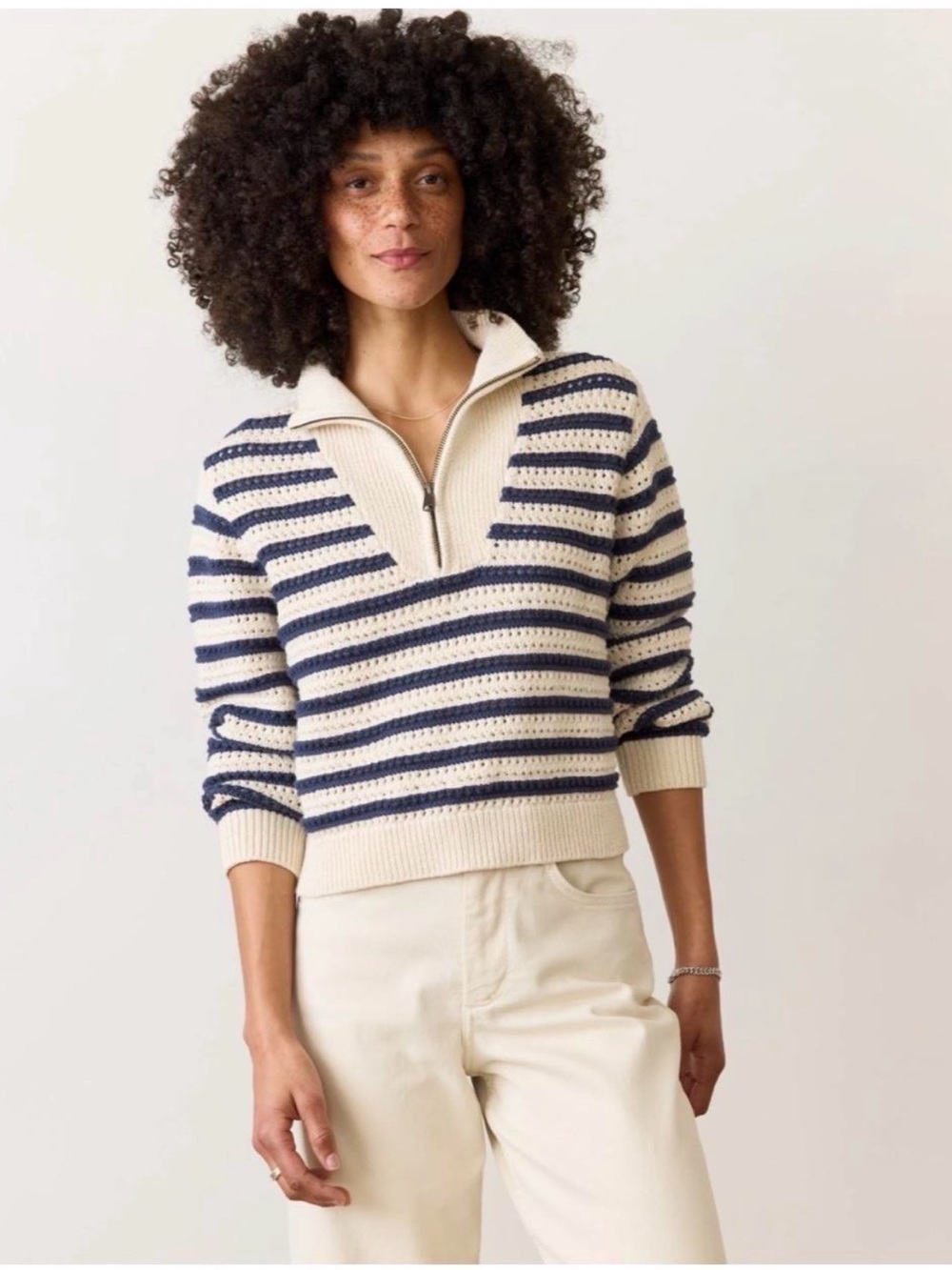 Marine Layer Montecito Quarter Layer
Navy & Cream Quater Zip Sz M